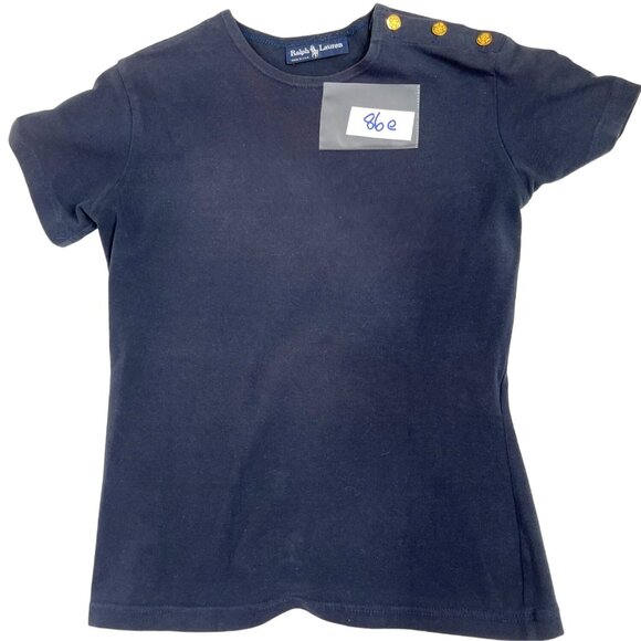 Ralph Lauren T Shirt Size X- Small Navy Blue Short Sleeve Gold Buttons  86E - Picture 7 of 7